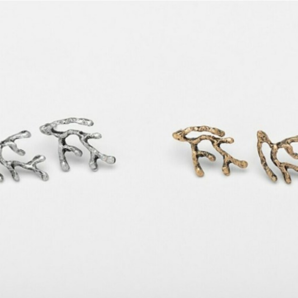 NWT Gold Plate Coral Branch Studs - Picture 4 of 4
